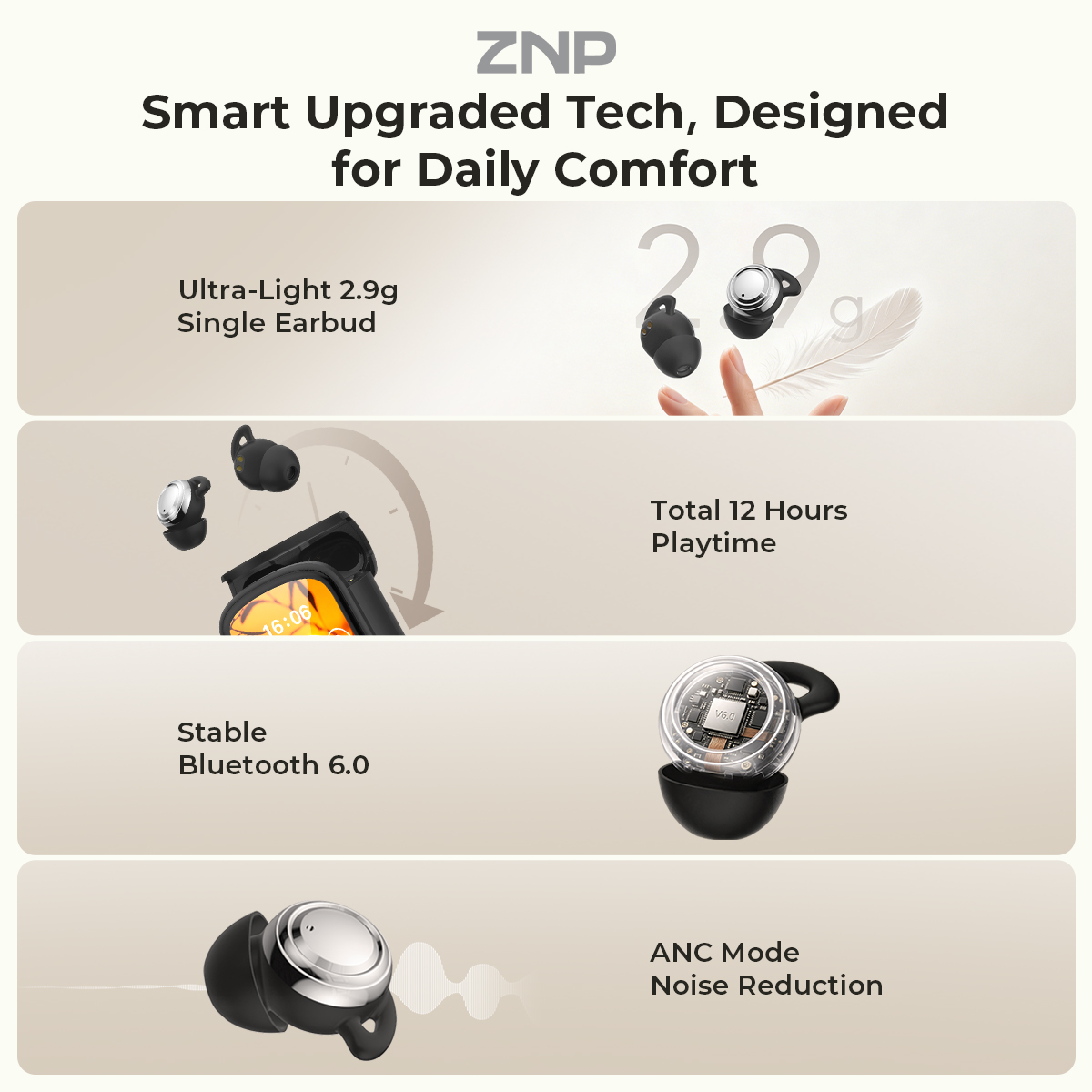 ZNP P04 Sleeping Aid Earbuds A - Headphones Wireless 评论和价格